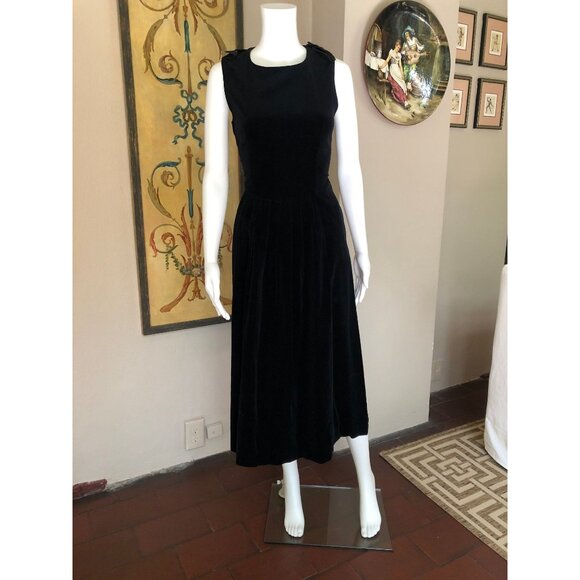 Black Velvet Dress, 80s Formal Dress, Goth Dress, 80s Prom Dress - Picture 5 of 9